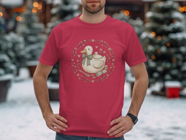 Cottagecore Duck T-Shirt, Whimsical Cozy Duck Baking Tee, Cute Pastel Farmcore Grandmacore Aesthetic Gift for Her