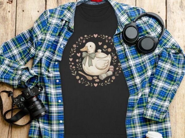Cottagecore Duck T-Shirt, Whimsical Cozy Duck Baking Tee, Cute Pastel Farmcore Grandmacore Aesthetic Gift for Her