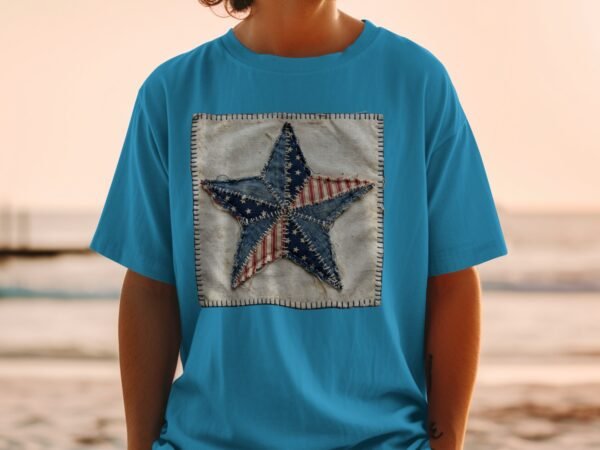 Rustic Patchwork Americana Star T-Shirt