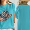 Distressed American Flag Cowboy Hat Graphic T-Shirt