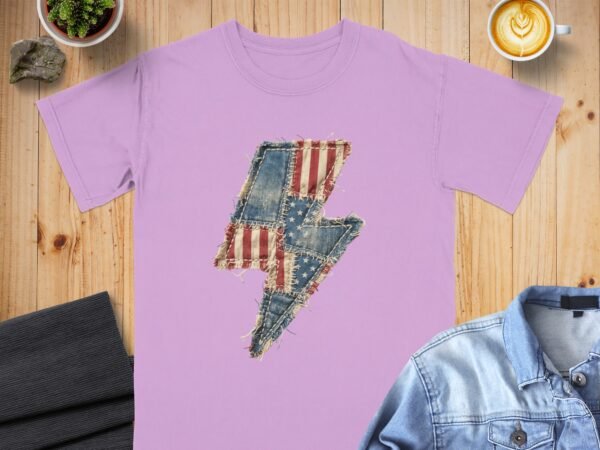 Rustic American Flag Lightning Bolt T-Shirt