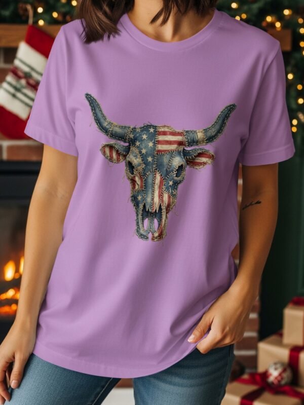 Patriotic Denim Skull T-Shirt | Americana Western Tee