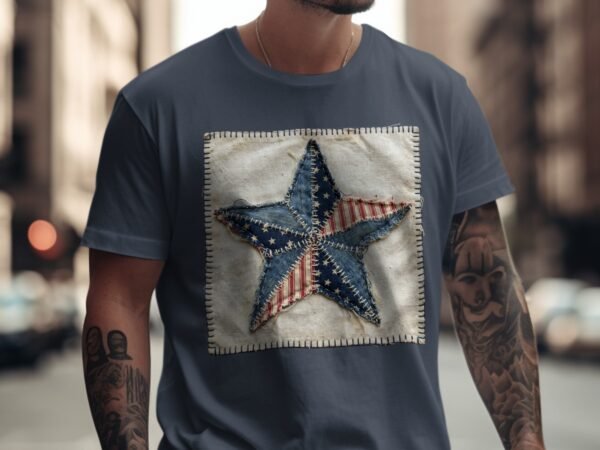 Rustic Americana Stitched Star T-Shirt