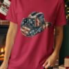Distressed American Flag Cowboy Hat Graphic T-Shirt