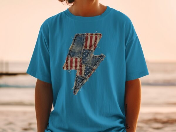 Rustic American Flag Lightning Bolt T-Shirt