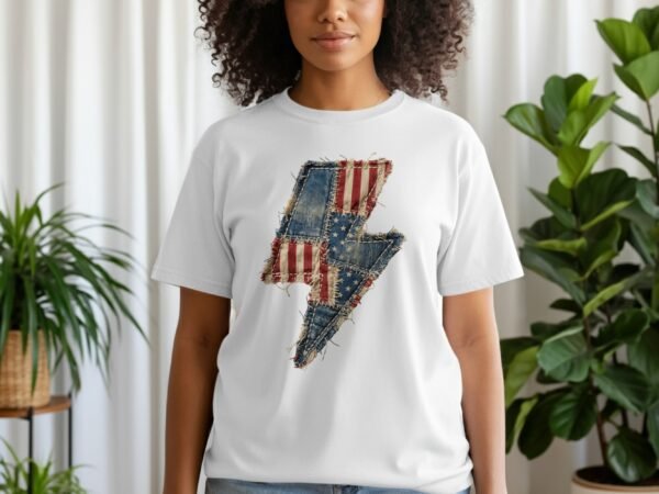 Rustic American Flag Lightning Bolt T-Shirt