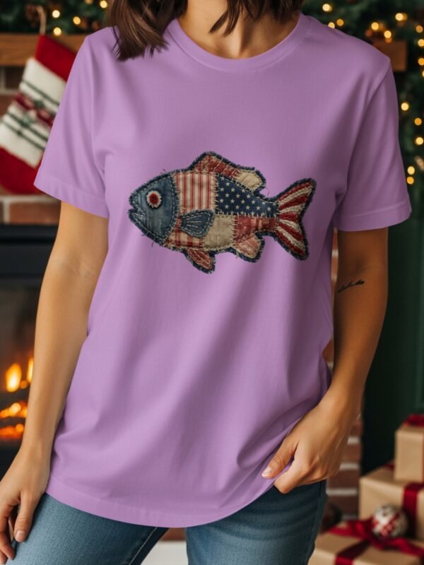 Americana Patriotic Quilted Fish T-Shirt