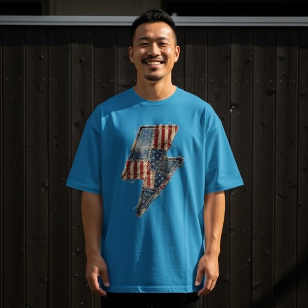 Rustic American Flag Lightning Bolt T-Shirt