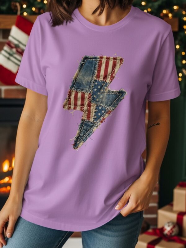 Rustic American Flag Lightning Bolt T-Shirt