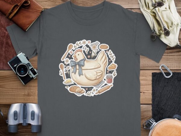 Cottagecore Chicken T-Shirt, Rustic Farm Hen Baking Tee, Cozy Kitchen Shirt, Whimsical Baker Gift, Homestead Apparel