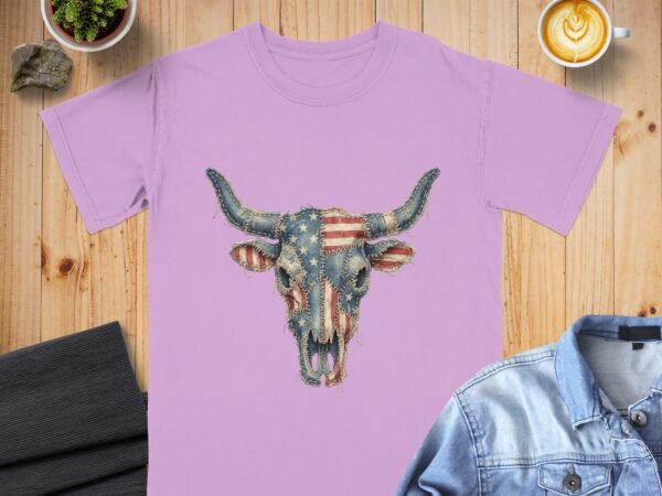 Patriotic Denim Skull T-Shirt | Americana Western Tee