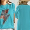 Rustic American Flag Lightning Bolt T-Shirt