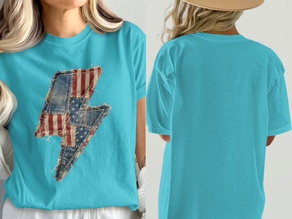 Rustic American Flag Lightning Bolt T-Shirt