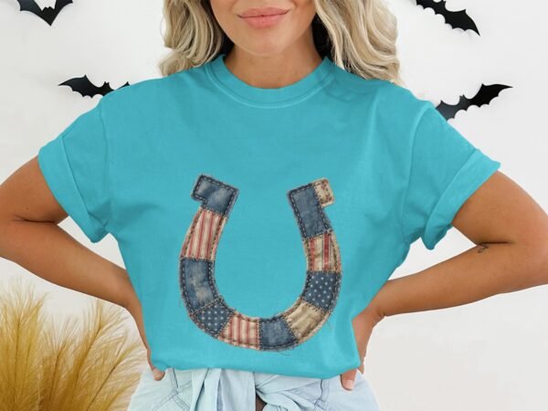 Rustic Americana Patchwork Horseshoe T-Shirt