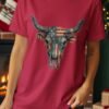 Patriotic Denim Skull T-Shirt | Americana Western Tee