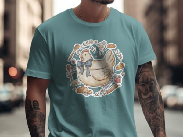 Cottagecore Chicken T-Shirt, Rustic Farm Hen Baking Tee, Cozy Kitchen Shirt, Whimsical Baker Gift, Homestead Apparel