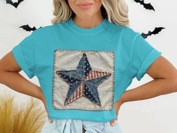 Rustic Patchwork Americana Star T-Shirt
