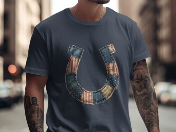 Rustic Americana Patchwork Horseshoe T-Shirt