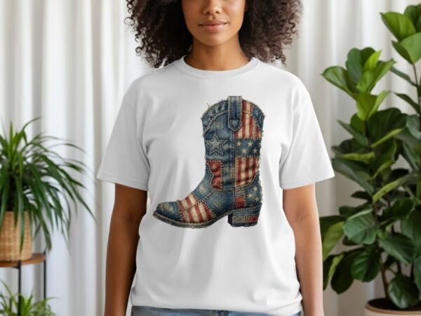Vintage Americana Cowboy Boot Graphic T-Shirt