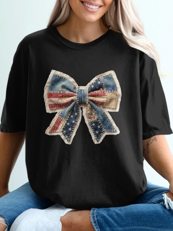 Rustic Americana Patchwork Flag Graphic T-Shirt