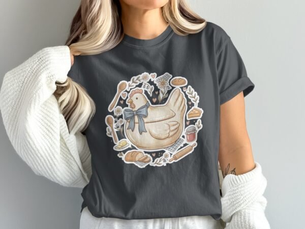 Cottagecore Chicken T-Shirt, Rustic Farm Hen Baking Tee, Cozy Kitchen Shirt, Whimsical Baker Gift, Homestead Apparel
