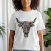 Patriotic Denim Skull T-Shirt | Americana Western Tee