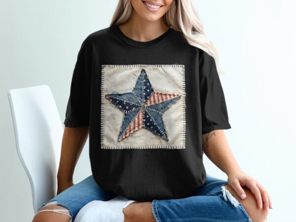 Rustic Patchwork Americana Star T-Shirt
