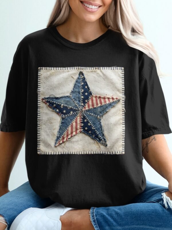 Rustic Patchwork Americana Star T-Shirt