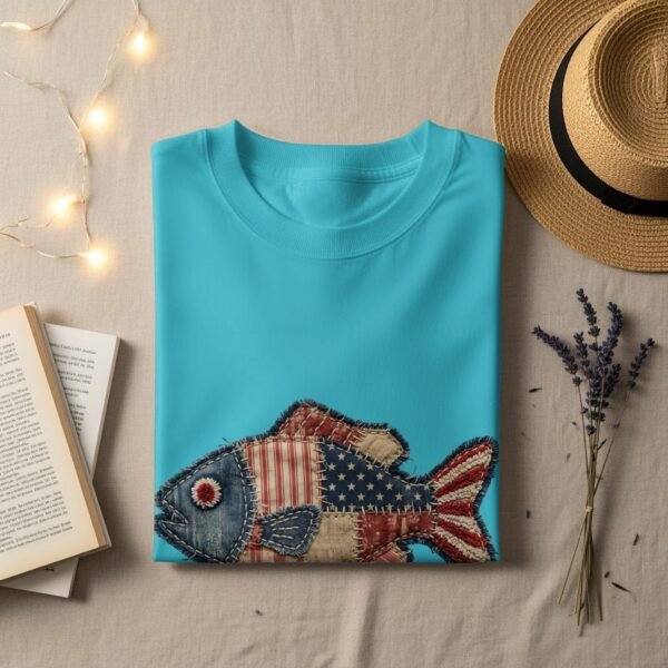 Americana Patriotic Quilted Fish T-Shirt