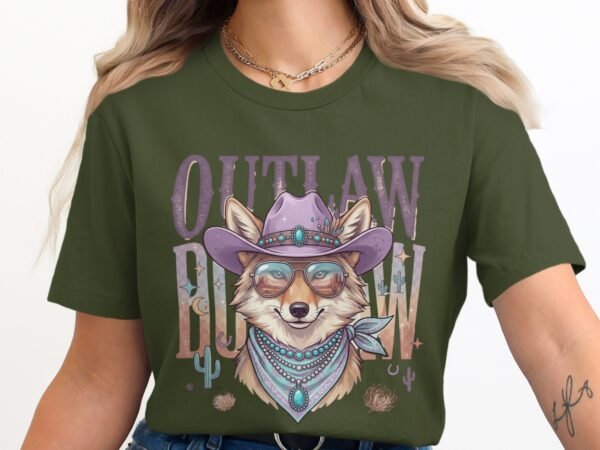 Boho Western Outlaw Coyote T-Shirt, Desert Fox Cowgirl Tee, Southwestern Style Animal Graphic Shirt, Unique Wild Spirit Women's Top