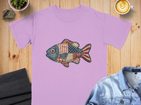 Americana Patriotic Quilted Fish T-Shirt