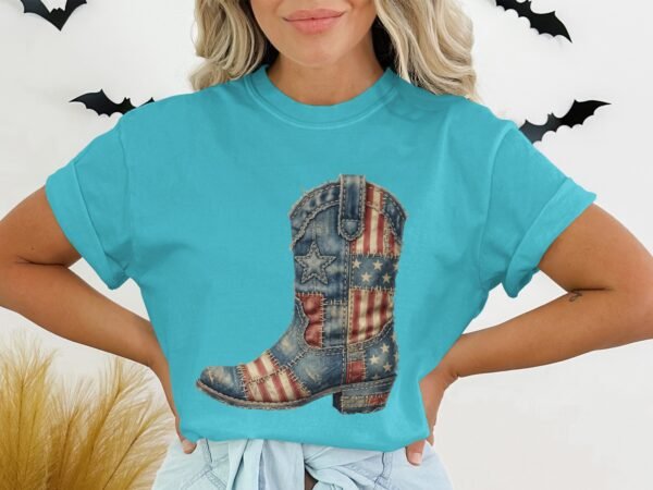 Vintage Americana Cowboy Boot Graphic T-Shirt