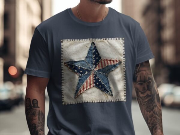 Rustic Patchwork Americana Star T-Shirt