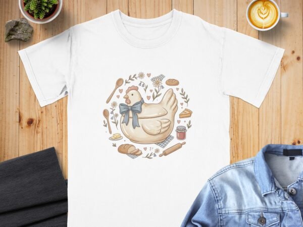 Cottagecore Chicken T-Shirt, Rustic Farm Hen Baking Tee, Cozy Kitchen Shirt, Whimsical Baker Gift, Homestead Apparel