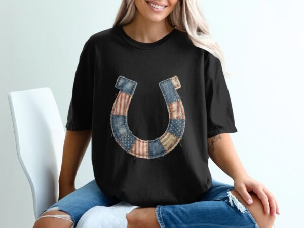 Rustic Americana Patchwork Horseshoe T-Shirt