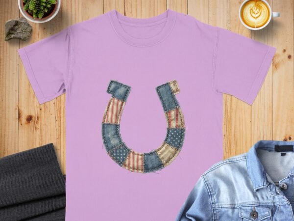 Rustic Americana Patchwork Horseshoe T-Shirt