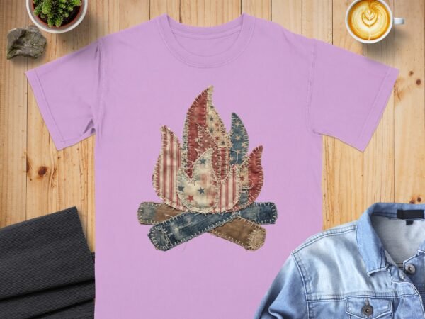 Primitive Americana Campfire Quilt T-Shirt