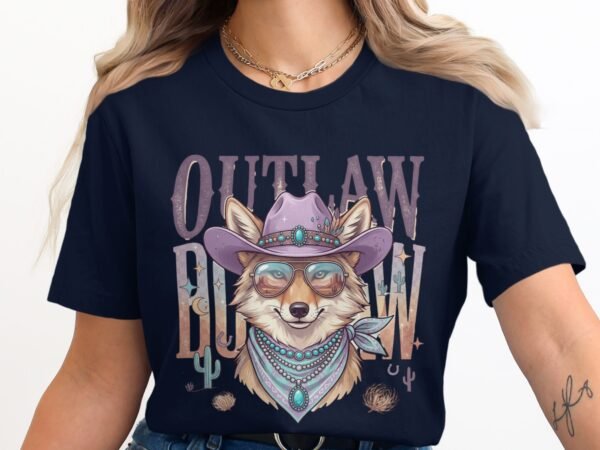 Boho Western Outlaw Coyote T-Shirt, Desert Fox Cowgirl Tee, Southwestern Style Animal Graphic Shirt, Unique Wild Spirit Women's Top