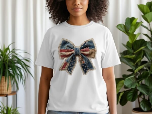 Rustic Americana Patchwork Flag Graphic T-Shirt
