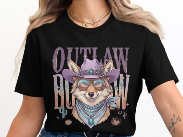 Boho Western Outlaw Coyote T-Shirt, Desert Fox Cowgirl Tee, Southwestern Style Animal Graphic Shirt, Unique Wild Spirit Women's Top