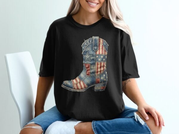 Vintage Americana Cowboy Boot Graphic T-Shirt