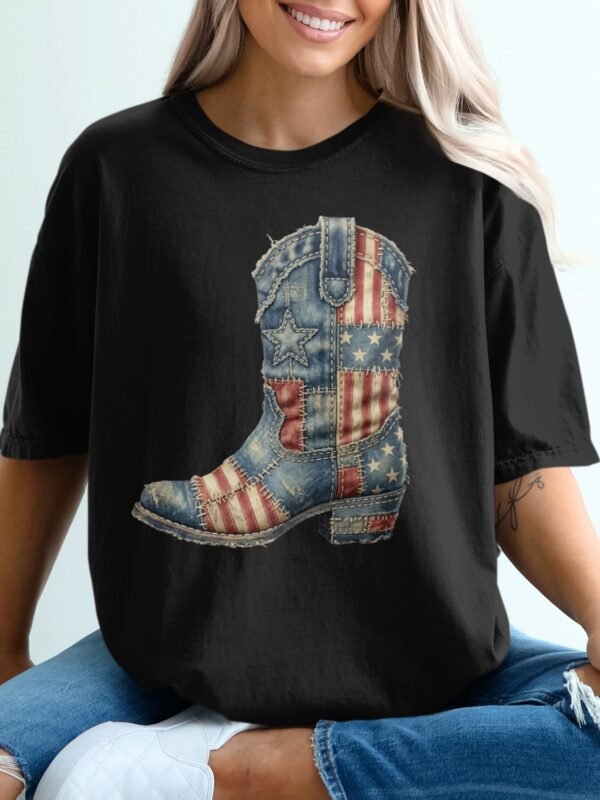 Vintage Americana Cowboy Boot Graphic T-Shirt